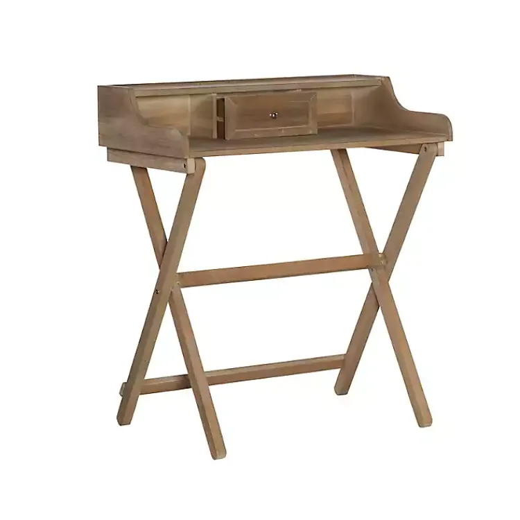 Office Furniture-Kirklands Home Rustic Wooden Folding Desk Brown