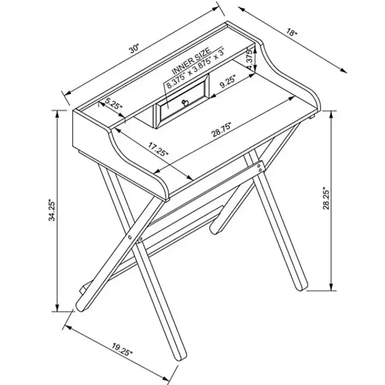 Office Furniture-Kirklands Home Rustic Wooden Folding Desk Brown