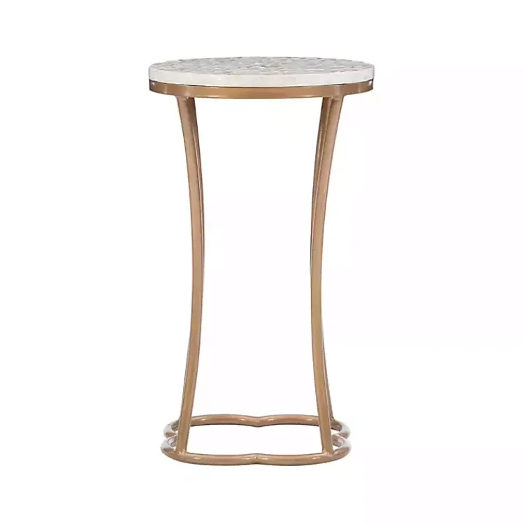 Accent & End Tables-Kirklands Home Gold Metal and Capiz Shell Top Accent Table