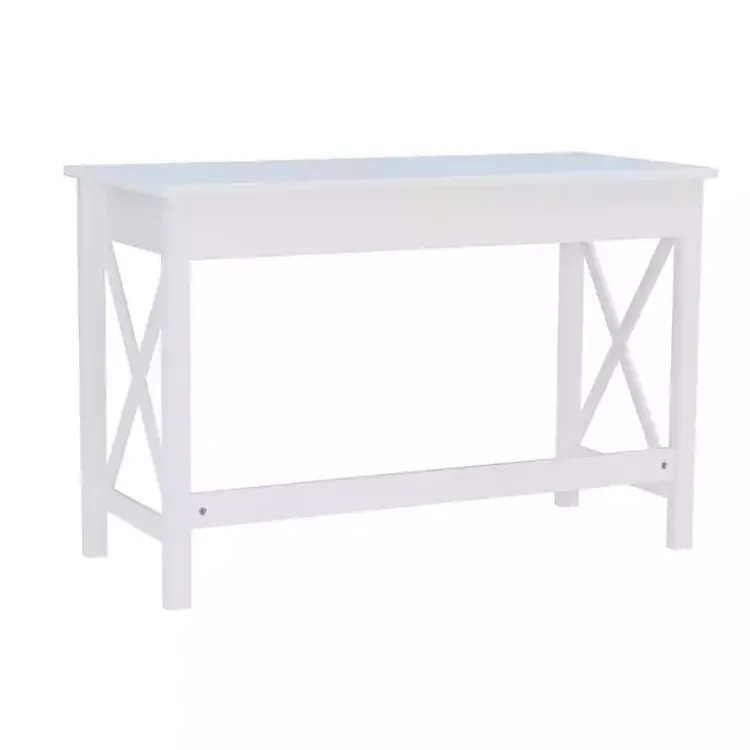 Office Furniture-Kirklands Home White Antique Pine X Frame Desk