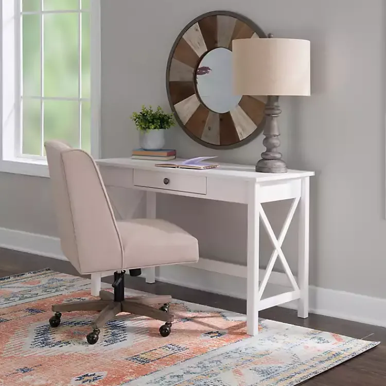 Office Furniture-Kirklands Home White Antique Pine X Frame Desk