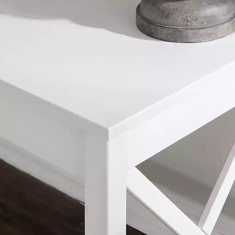 Office Furniture-Kirklands Home White Antique Pine X Frame Desk