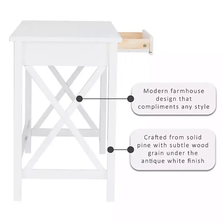 Office Furniture-Kirklands Home White Antique Pine X Frame Desk