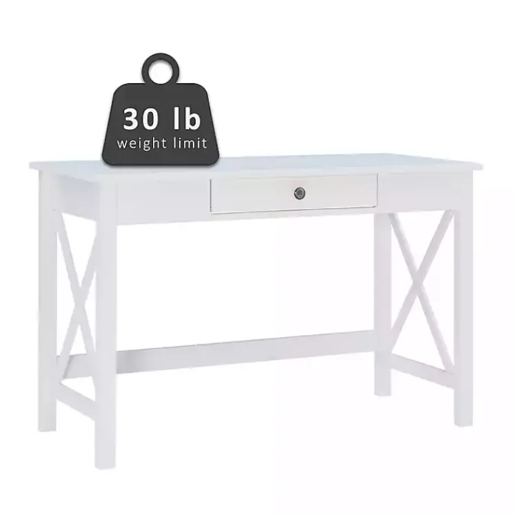 Office Furniture-Kirklands Home White Antique Pine X Frame Desk