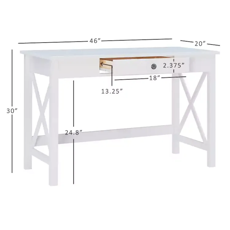 Office Furniture-Kirklands Home White Antique Pine X Frame Desk