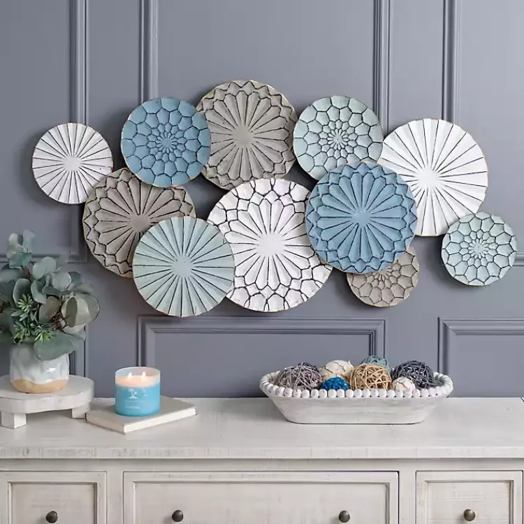 Wall Plaques-Kirklands Home Blue Bohemian Metal Plate Wall Plaque