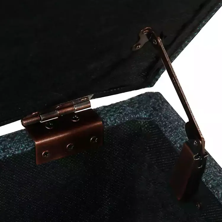 Benches & Ottomans-Kirklands Home Navy Upholstered Square Storage Ottoman Blue