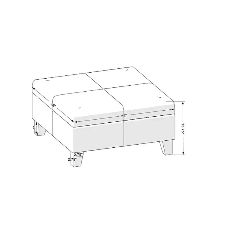 Benches & Ottomans-Kirklands Home Navy Upholstered Square Storage Ottoman Blue