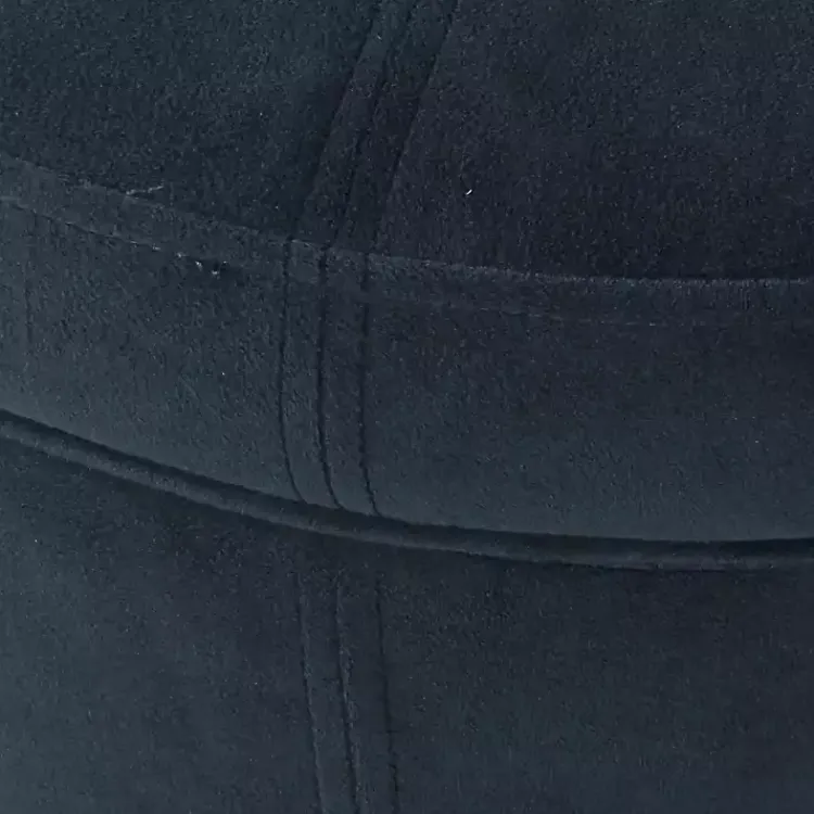 Benches & Ottomans-Kirklands Home Navy Velvet Upholstered Round Storage Ottoman Blue