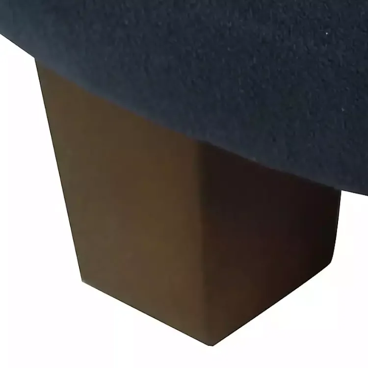 Benches & Ottomans-Kirklands Home Navy Velvet Upholstered Round Storage Ottoman Blue