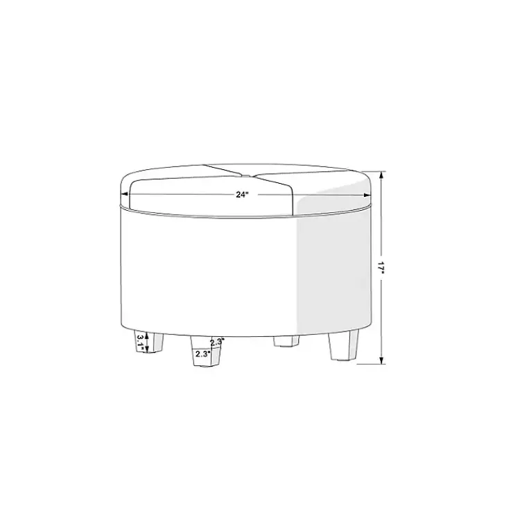 Benches & Ottomans-Kirklands Home Navy Velvet Upholstered Round Storage Ottoman Blue