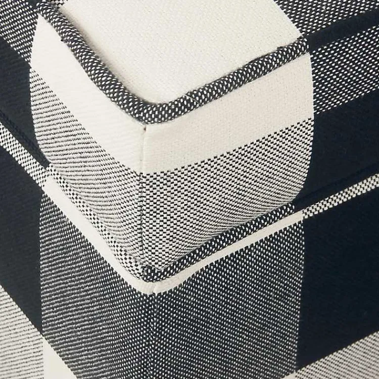 Benches & Ottomans-Kirklands Home Cream Buffalo Plaid Upholstered Storage Ottoman