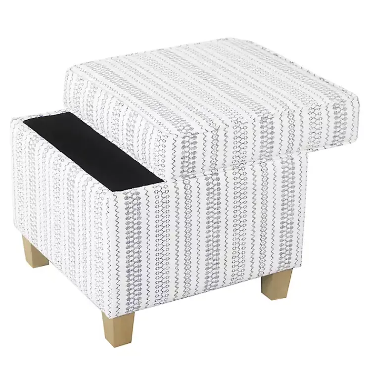 Benches & Ottomans-Kirklands Home Blue and White Hometown Striped Storage Ottoman