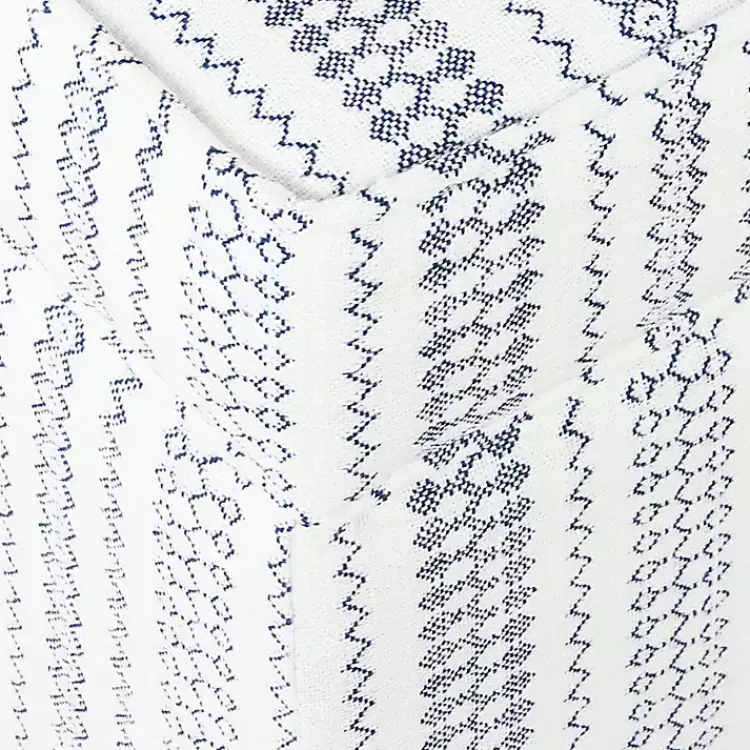 Benches & Ottomans-Kirklands Home Blue and White Hometown Striped Storage Ottoman