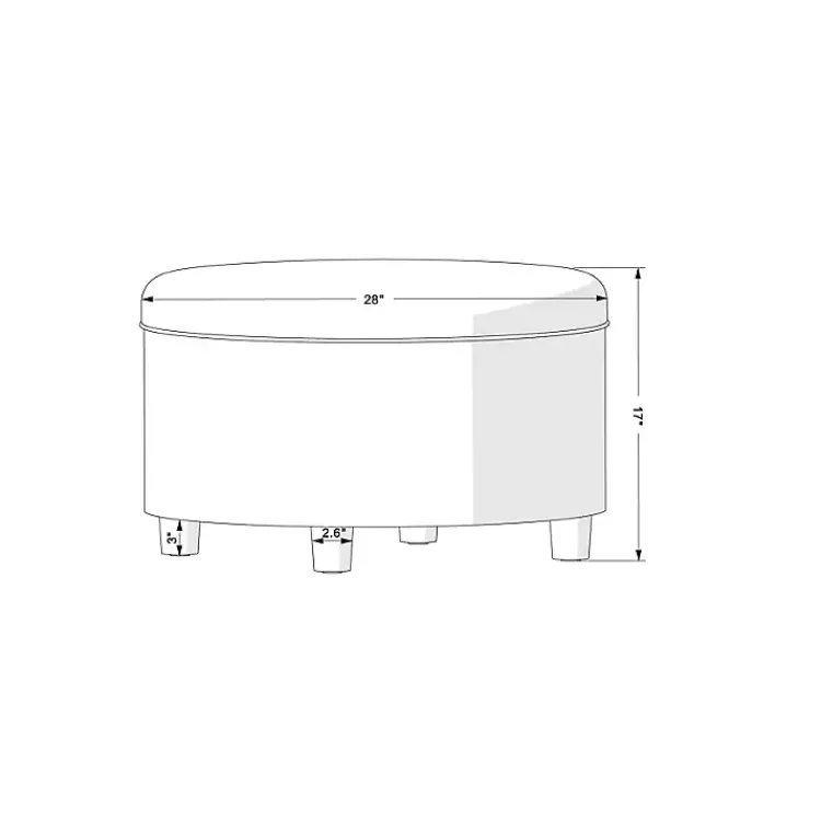 Benches & Ottomans-Kirklands Home Navy Upholstered Round Storage Ottoman Blue