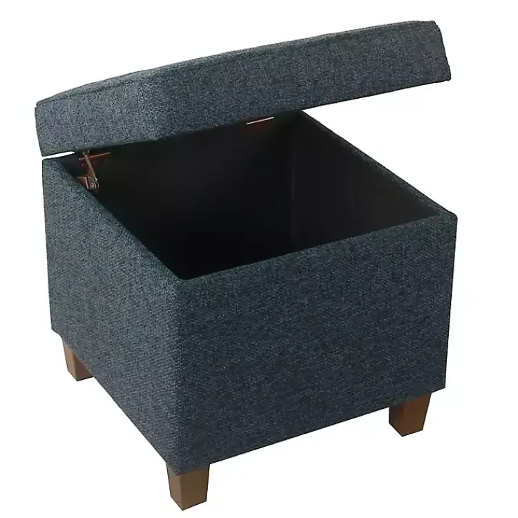 Benches & Ottomans-Kirklands Home Navy Tufted Upholstered Storage Ottoman Blue
