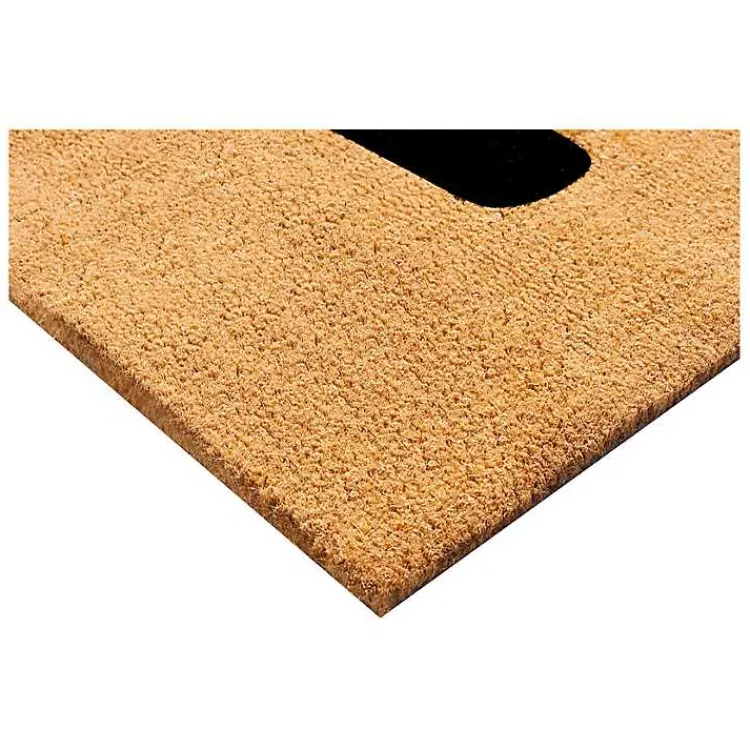 Doormats-Kirklands Home Natural and Black Coir Hello Doormat, 36x24 in.