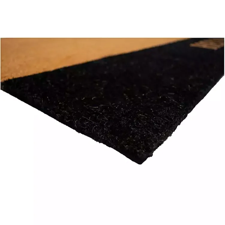 Doormats-Kirklands Home Black Hello Bold Stripe Coir Doormat, 24 in.
