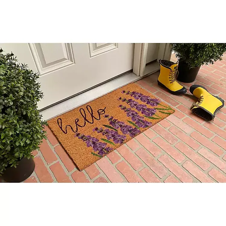 Doormats-Kirklands Home Lavender Hello Doormat