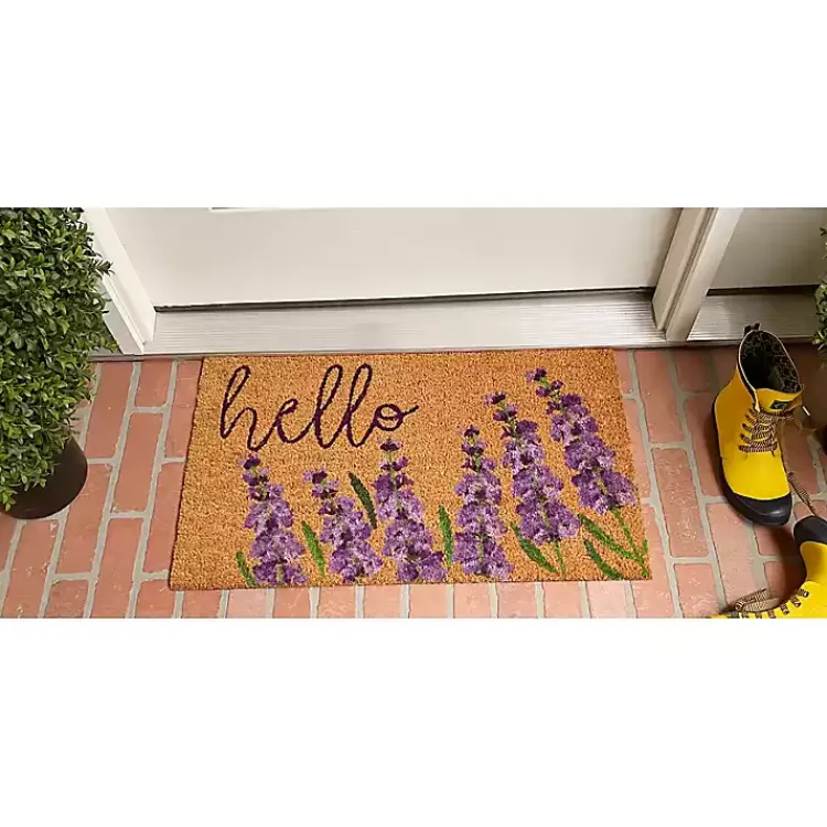 Doormats-Kirklands Home Lavender Hello Doormat
