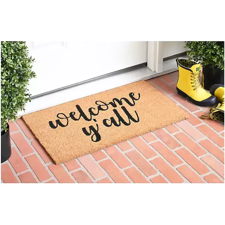 Doormats-Kirklands Home Natural and Black Welcome Y'all Doormat