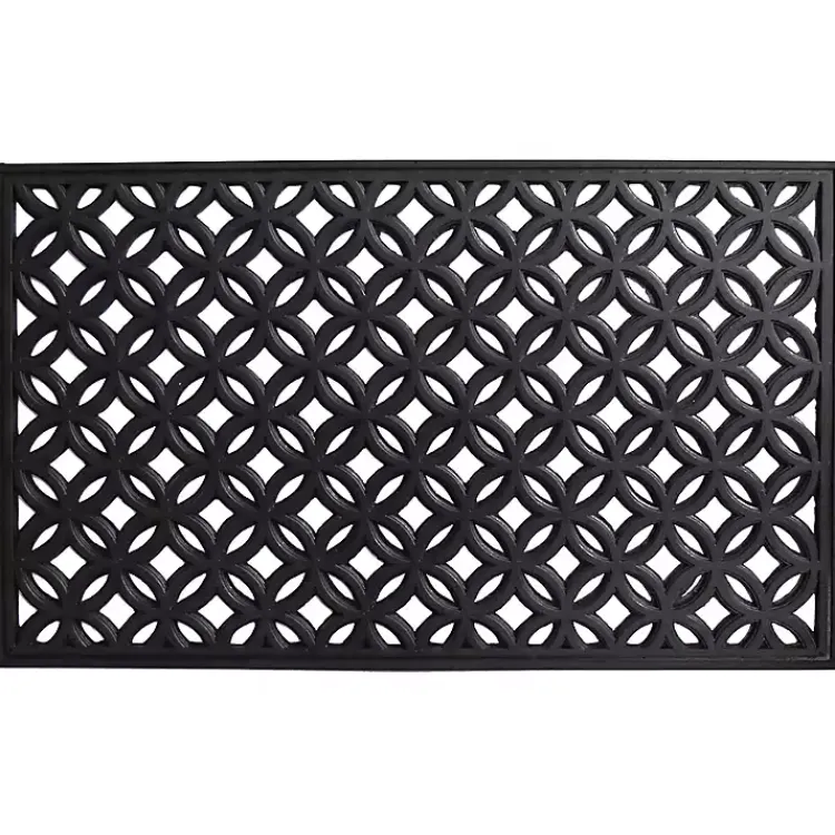 Doormats-Kirklands Home Circles Rubber Doormat Black