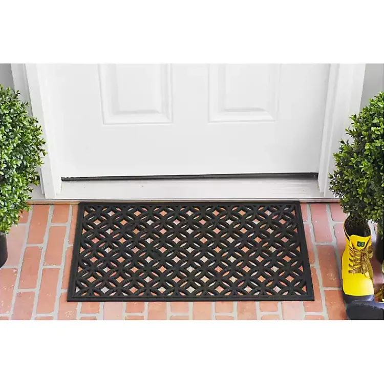 Doormats-Kirklands Home Circles Rubber Doormat Black
