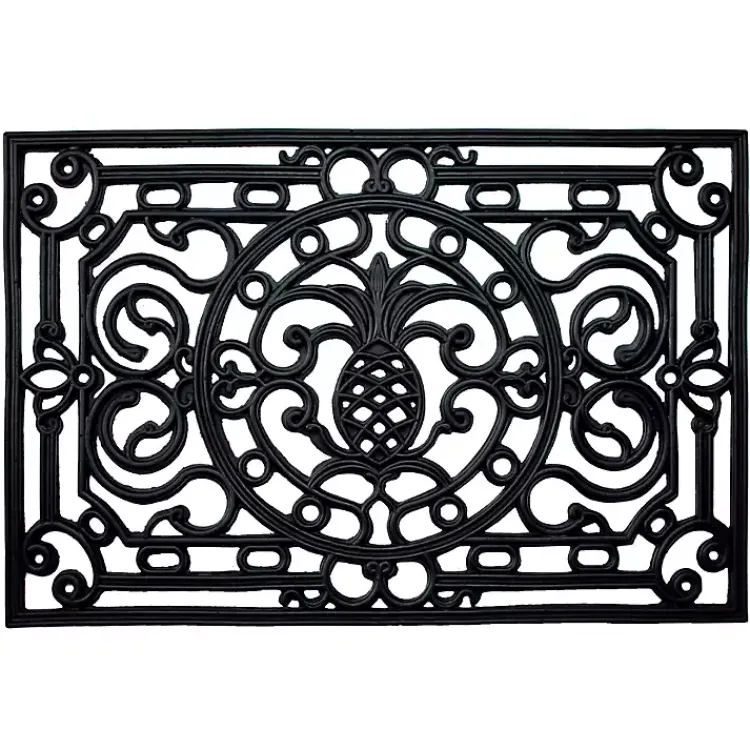Doormats-Kirklands Home Ornate Penelope Durable Rubber Doormat, 30x18 in. Black