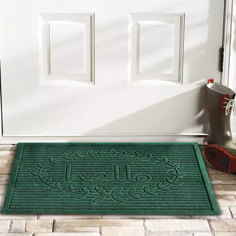 Doormats-Kirklands Home Hello Ribbed Durable Doormat Green
