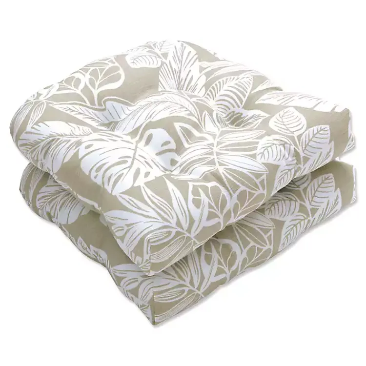 Outdoor Cushions & Pillows-Kirklands Home Natural Leaves Tufted 2-pc. Outdoor Seat Cushions