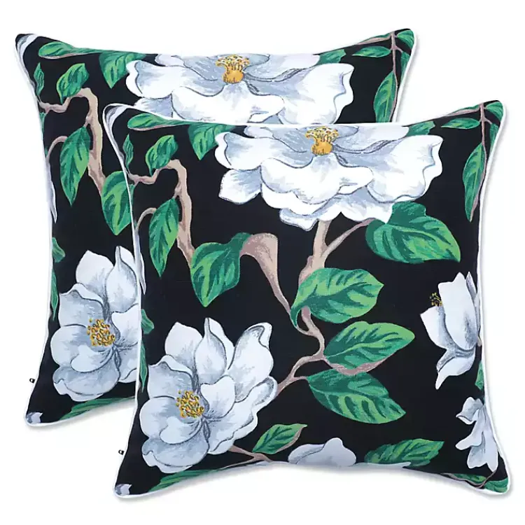 Outdoor Cushions & Pillows-Kirklands Home Black Floral Blooms 2-pc. Outdoor Pillows