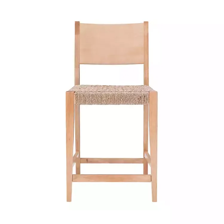 Bar Stools & Counter Height Stools-Kirklands Home Basketweave Seat Counter Stools, Set of 2 Tan