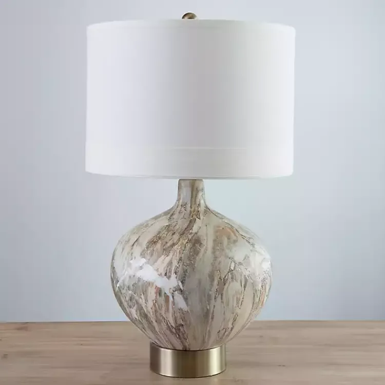 Table Lamps-Kirklands Home Gold Pistachio Swirl Gourd Table Lamp Ivory