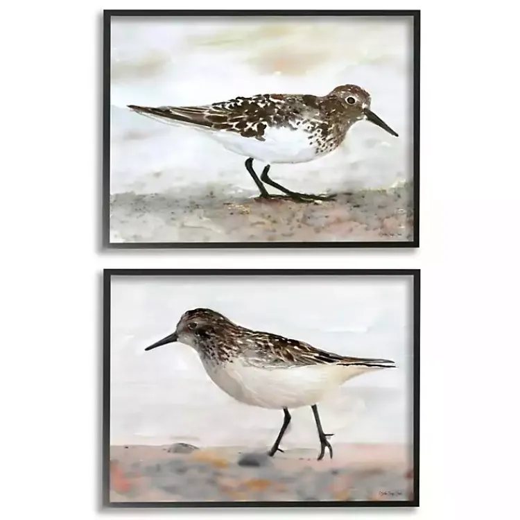 Framed Art-Kirklands Home Sandpiper on Coast Framed 2pc Canvas Art Print Set