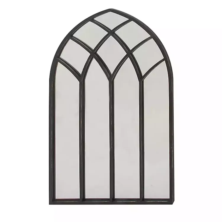 Decorative Mirrors-Kirklands Home Black Metal Arch Framed Mirror
