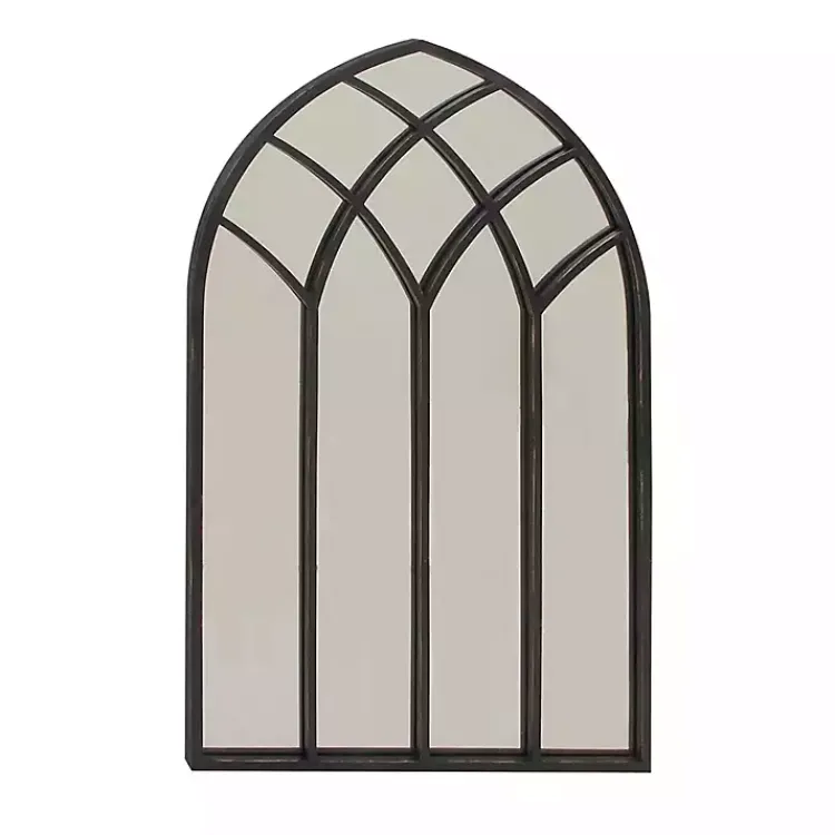 Decorative Mirrors-Kirklands Home Black Metal Arch Framed Mirror