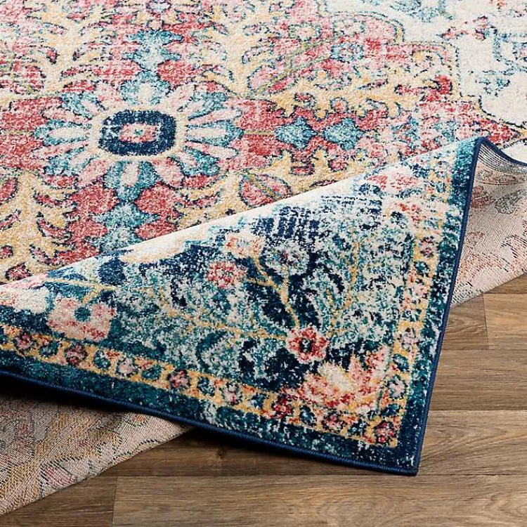 Area Rugs-Kirklands Home Pink and Blue Traditional Medallion Area Rug, 8x12