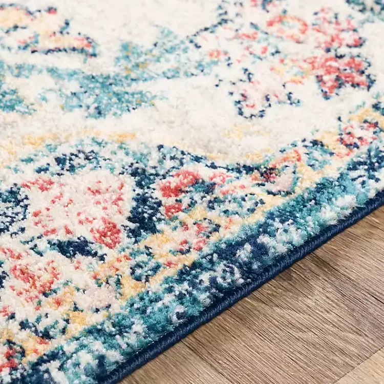 Area Rugs-Kirklands Home Pink and Blue Traditional Medallion Area Rug, 8x12