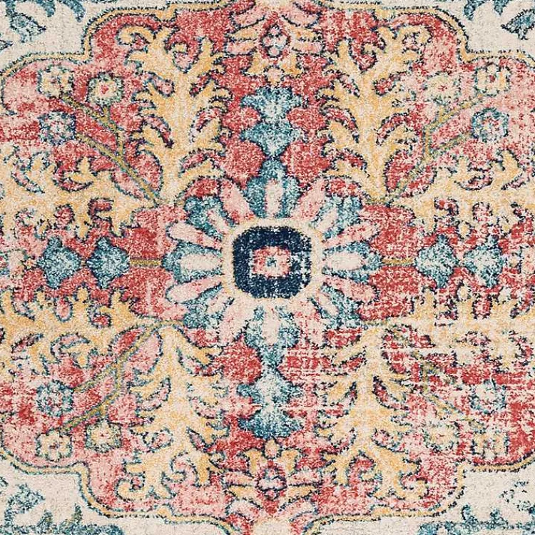 Area Rugs-Kirklands Home Pink and Blue Traditional Medallion Area Rug, 8x12