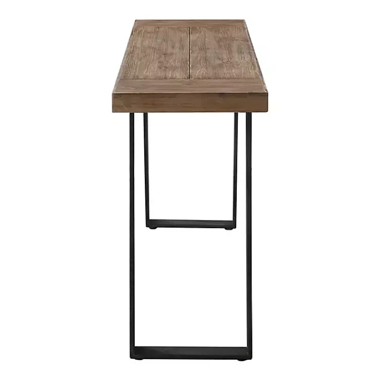 Console Tables-Kirklands Home Weathered Oak and Metal Console Table Tan