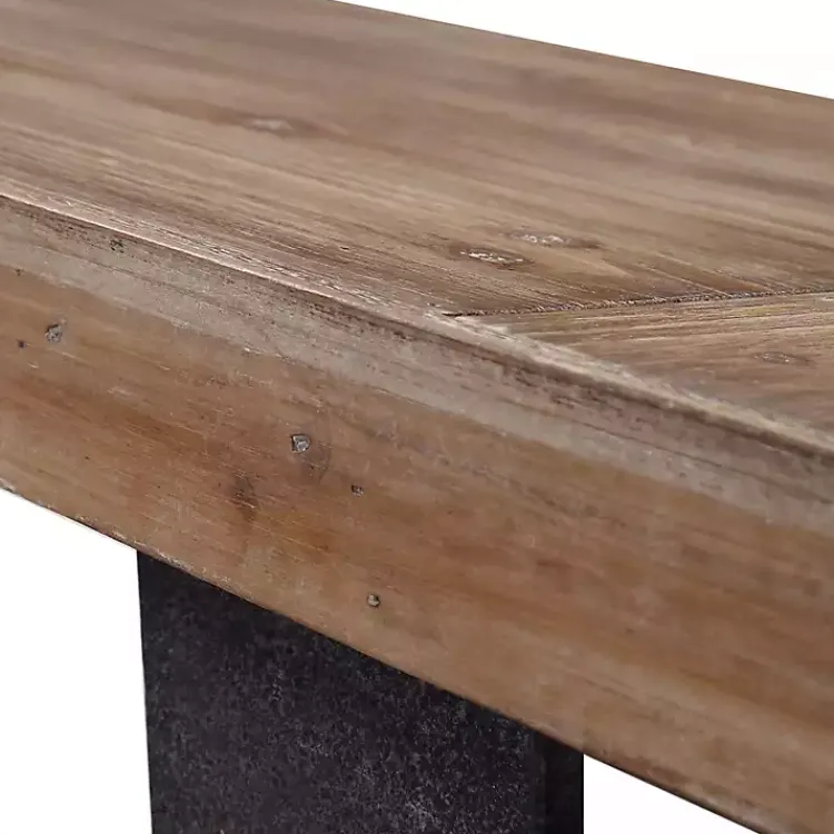 Console Tables-Kirklands Home Weathered Oak and Metal Console Table Tan