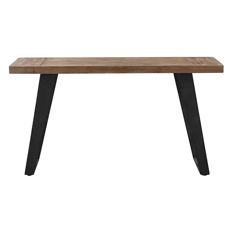 Console Tables-Kirklands Home Weathered Oak and Metal Console Table Tan