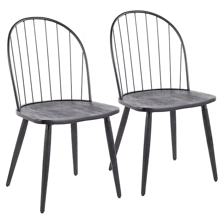 Dining Chairs-Kirklands Home Spindle High Back Dining Chairs, Set of 2 Black
