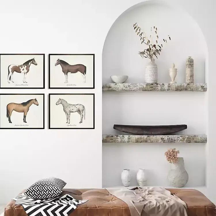 Framed Art-Kirklands Home Horses Framed Art Prints, Set of 4 White
