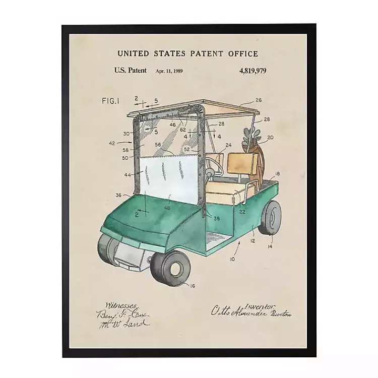 Framed Art-Kirklands Home Golf Cart Patent Framed Art Print Tan