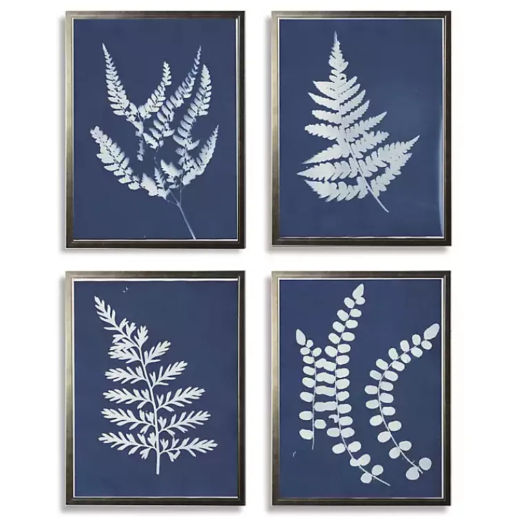 Framed Art-Kirklands Home Cyanotype Ferns Framed Art Prints, Set of 4