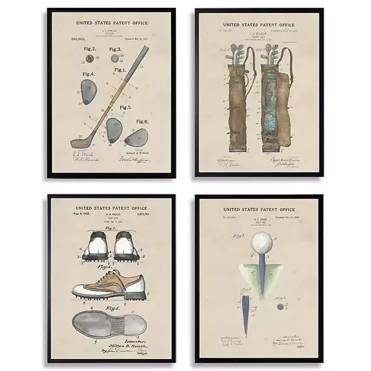 Framed Art-Kirklands Home Golf Patents Framed Art Prints, Set of 4
