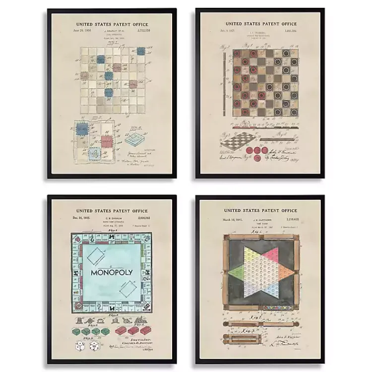 Framed Art-Kirklands Home Game Boards Patents Framed Art Prints, Set of 4