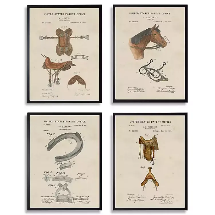 Framed Art-Kirklands Home Horse Patents Framed Art Prints, Set of 4