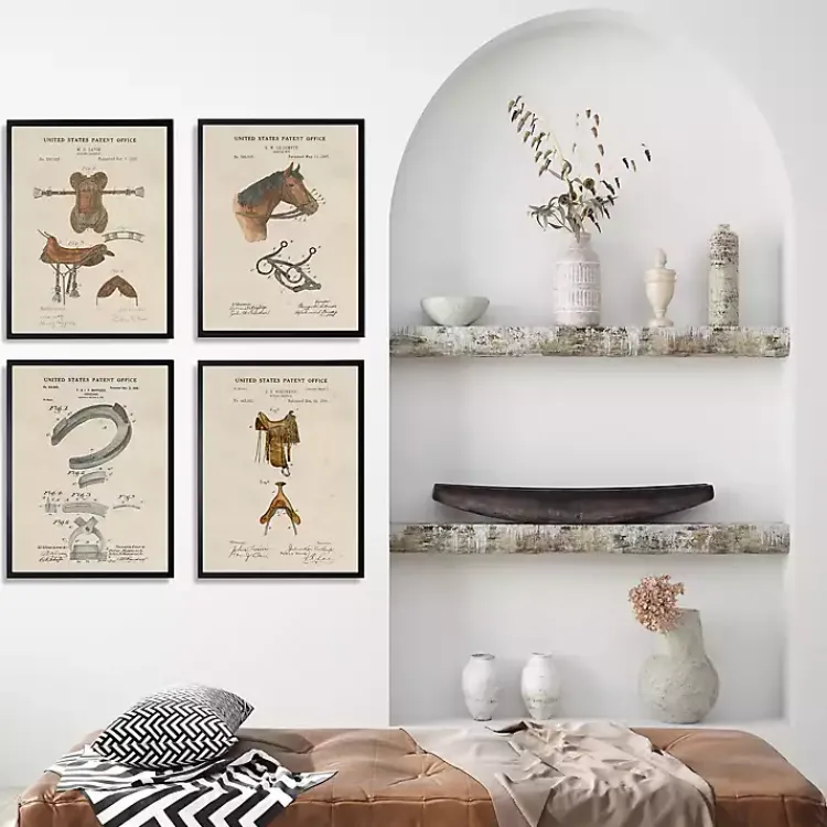 Framed Art-Kirklands Home Horse Patents Framed Art Prints, Set of 4